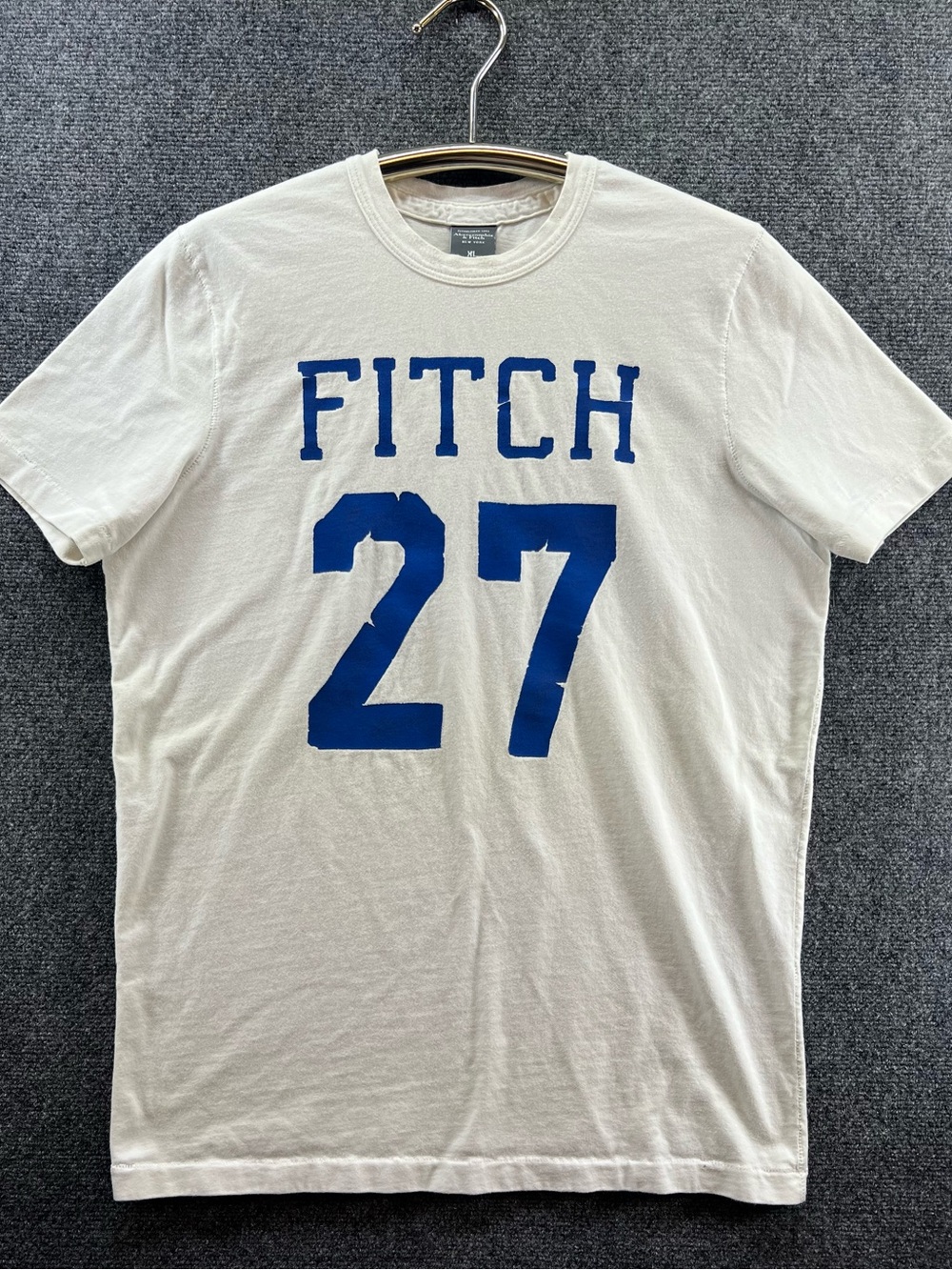 Abercrombie & Fitch Mens Crewneck Graphic Tee T Shirt Size XL White/Blue Y2K